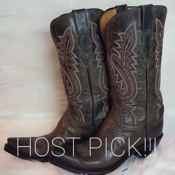 Lucchese Shoes - Lucchese Anthracite Madras Cowgirl Boots EUC